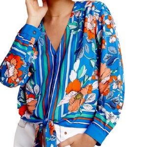 Anthropologie Maeve Elan Scarf Tie Front Blouse